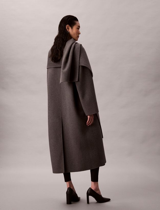 Heathered Wool Scarf Coat