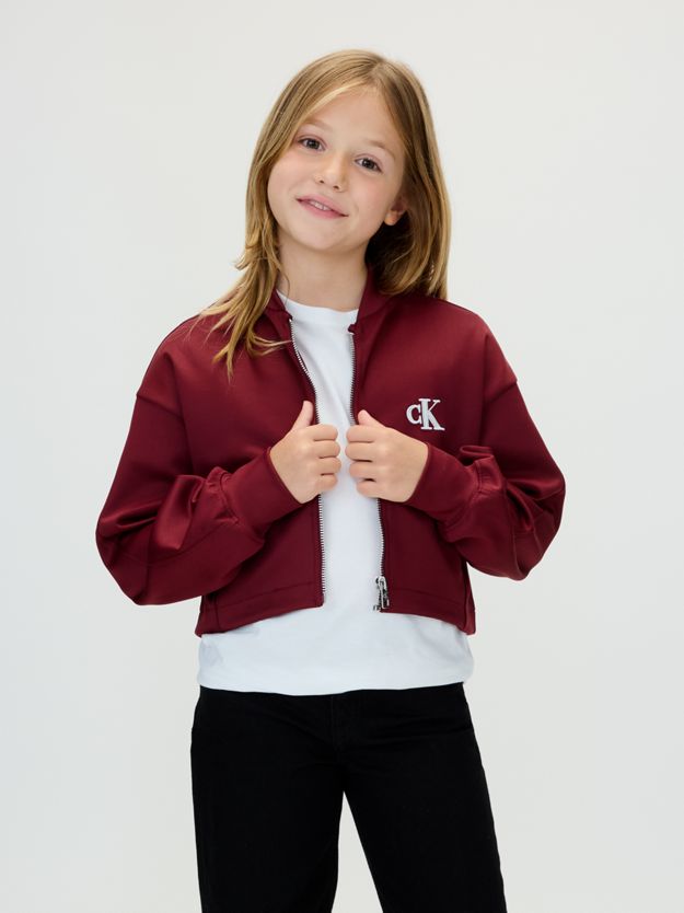 Cropped Tricot Bomber Jacket