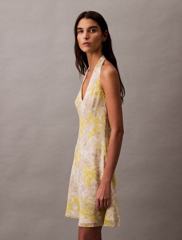 Printed Georgette Halter Neck Dress