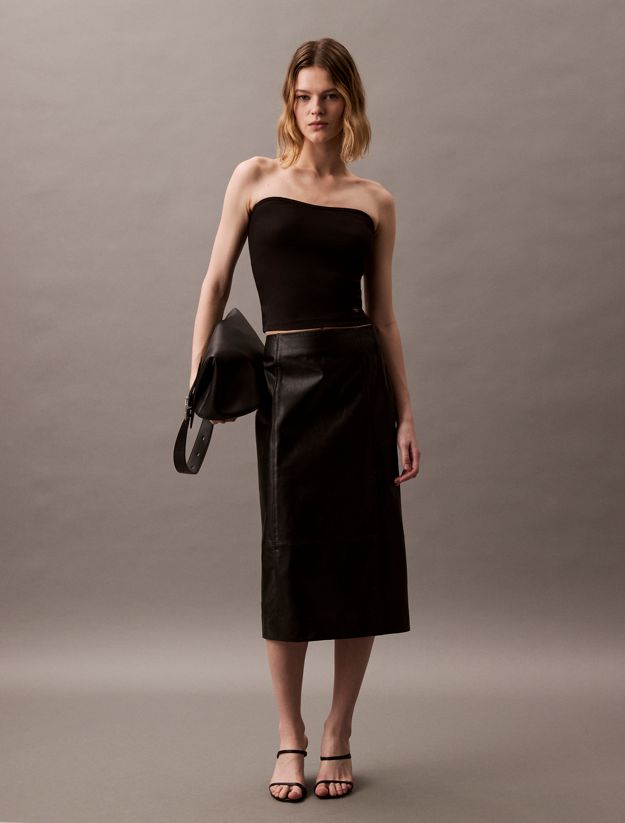 Ribbed Cotton Strapless Top