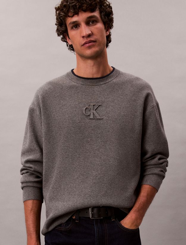 Embossed Monogram Logo Relaxed Sweater