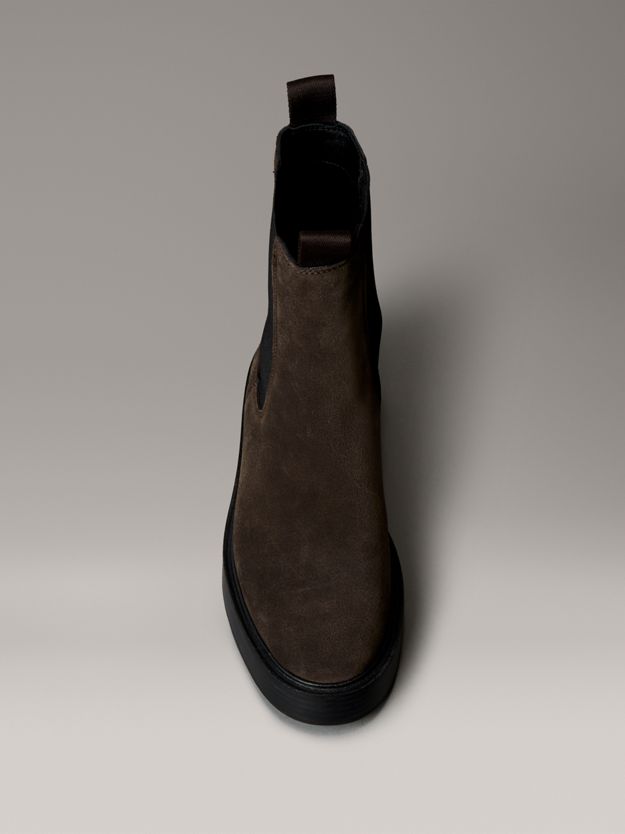 Suede Stacked Heel Chelsea Boots