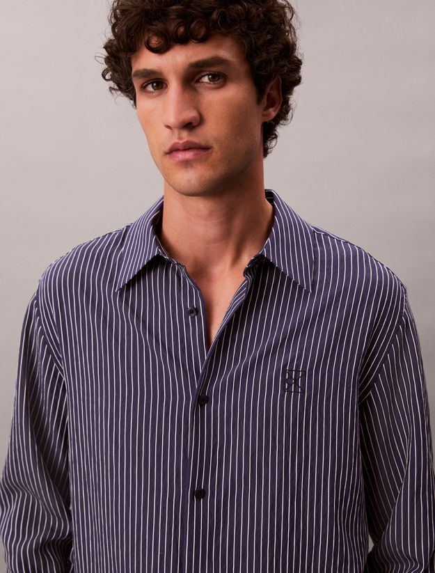 Stripe Viscose Blend Relaxed Button-Down Shirt