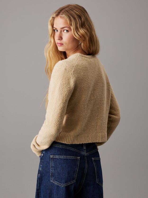 Cropped Textured Knit Cardigan