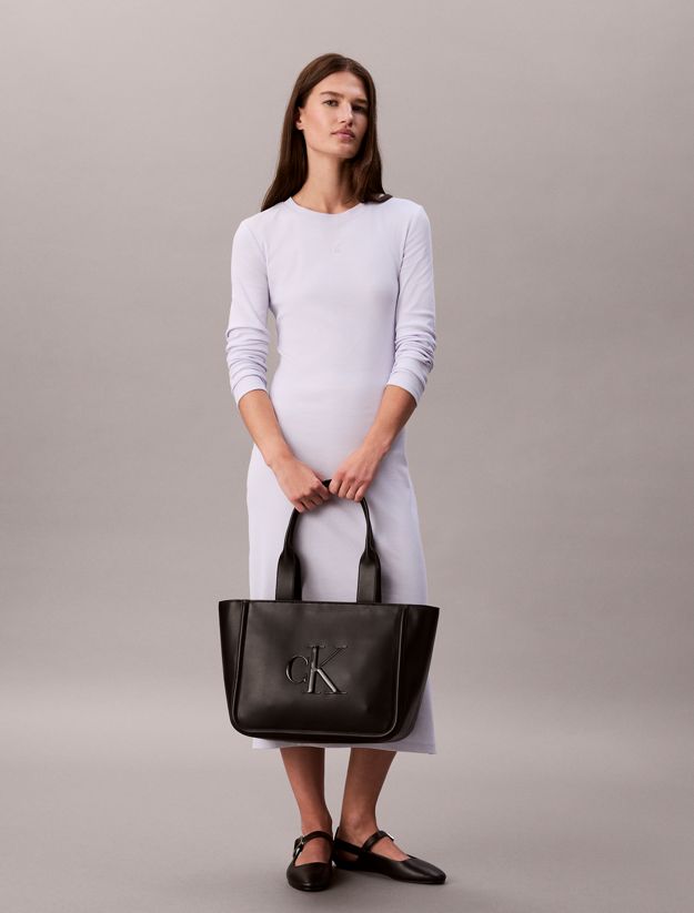 Embossed Monogram Logo Tote Bag