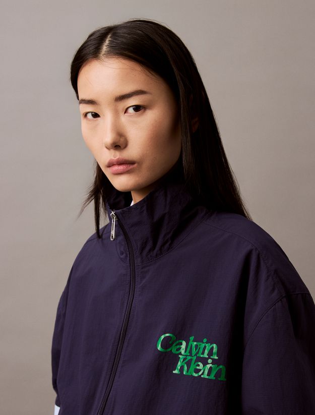 Cropped Colour Block Nylon Jacket