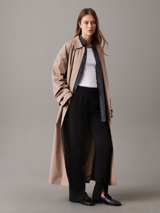 Slim Crepe Split Hem Trousers