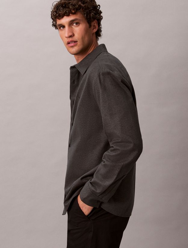 Melange Flannel Relaxed Button-Down Shirt