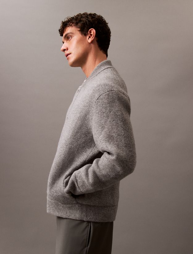 Boiled Wool Blend Bomber Jacket