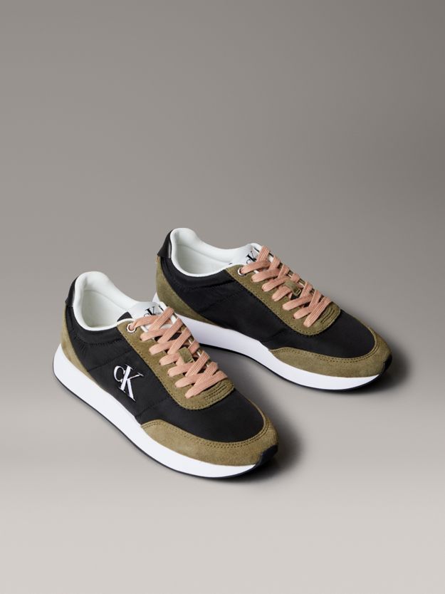Suede Mix Signature Logo Runner Trainers