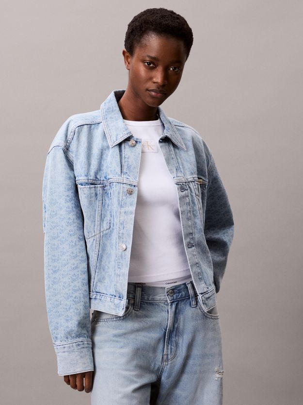 Monogram Logo Cropped Denim Jacket