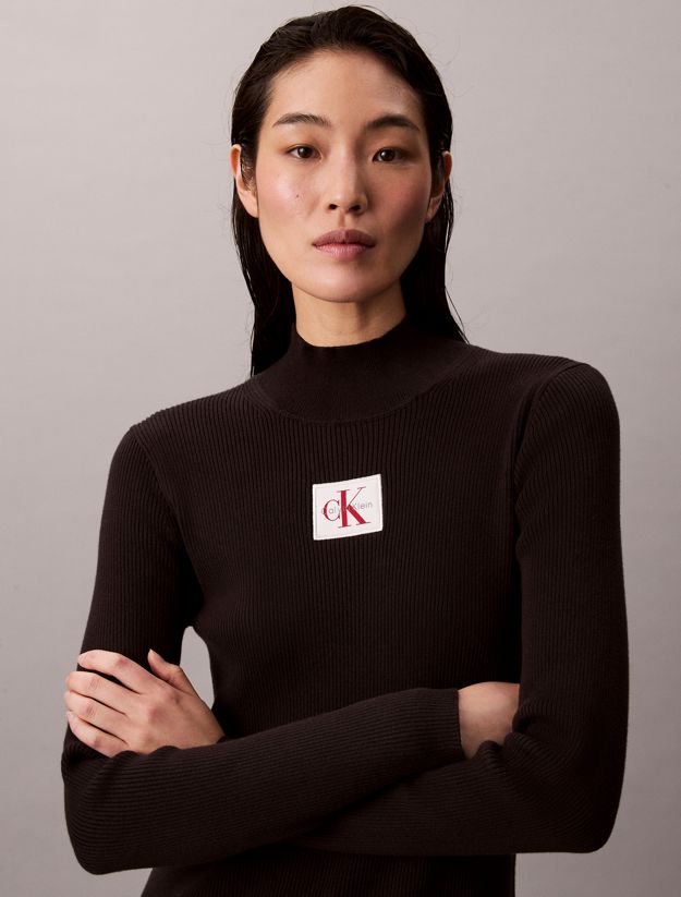 Cotton Knit Roll Neck Dress