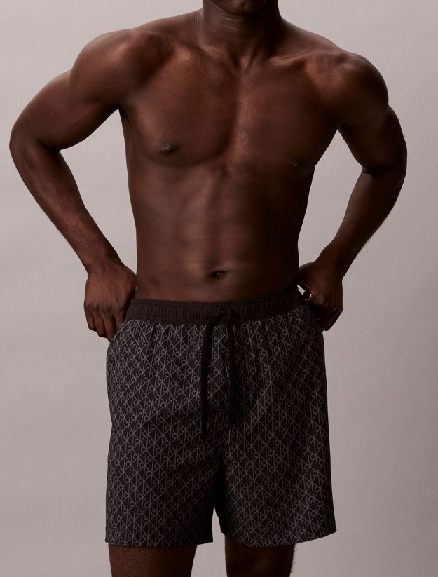 All-Over Logo Drawstring Swim Shorts - CK Icon