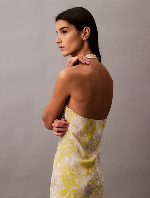 Printed Georgette Halter Neck Dress