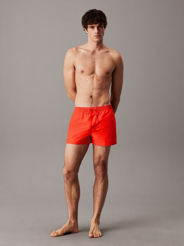 Short Drawstring Swim Shorts - Logo Tape