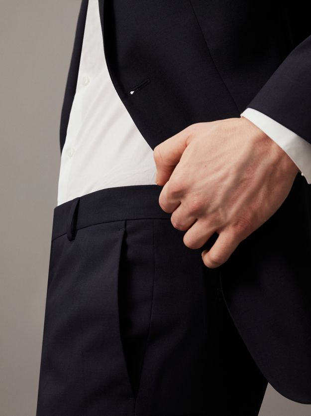 Slim Wool Stretch Suit Trousers