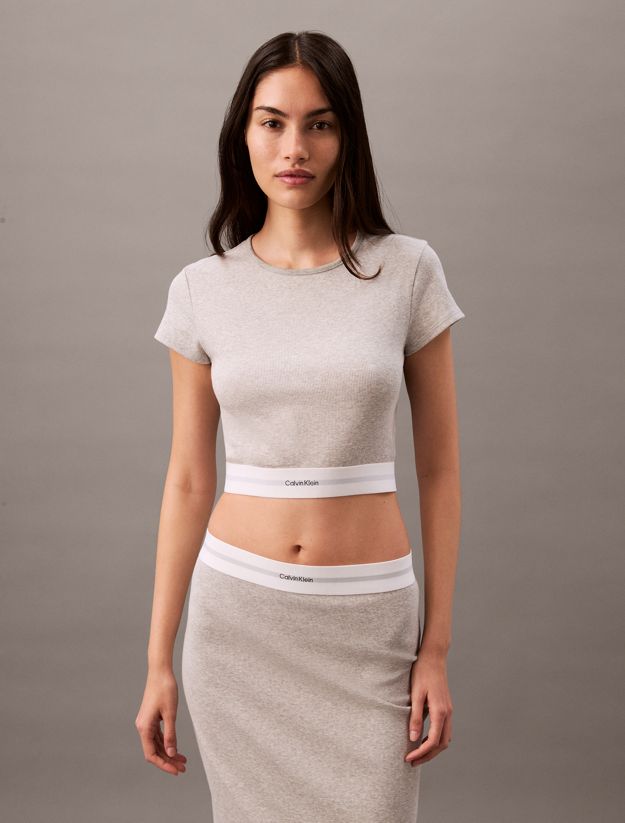 Cropped Lounge T-shirt - Cotton Stretch Rib