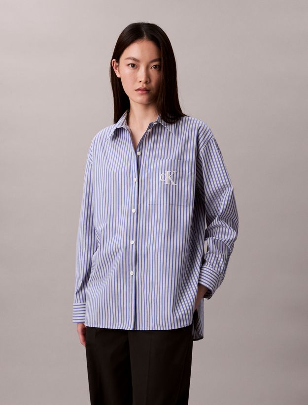 Cotton Poplin Striped Shirt