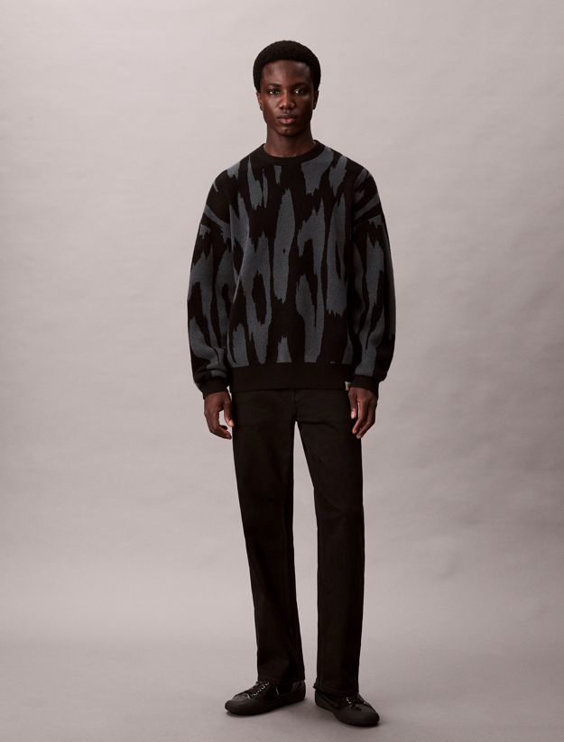 Print Jacquard Relaxed Sweater