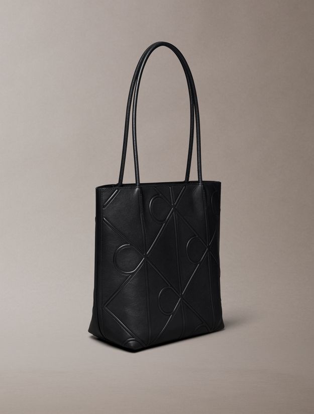 Embossed Allover Monogram Logo Small Tote Bag