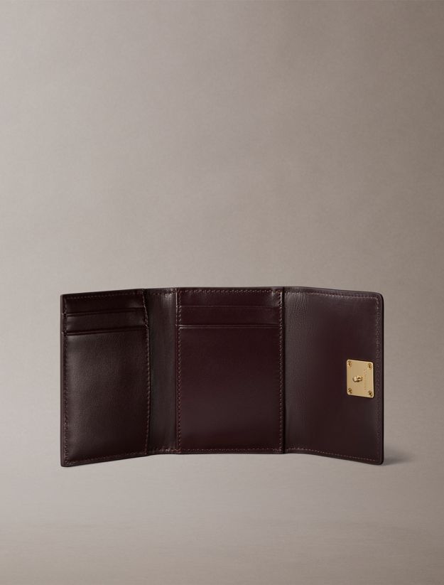 Monogram Logo Emblem Leather Trifold Wallet