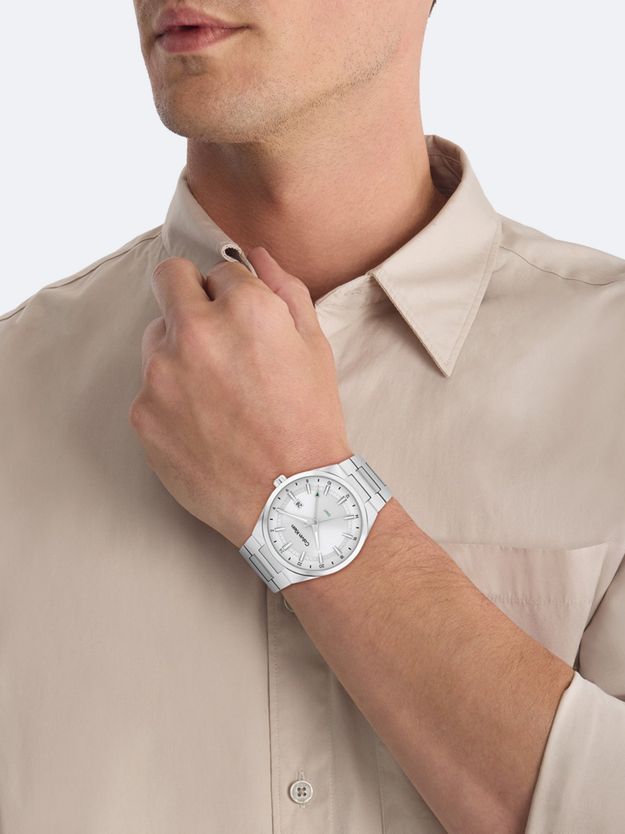 Stainless Steel Grey Dial GMT Watch