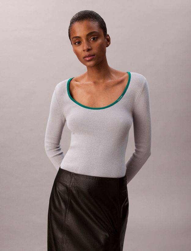 Cotton Blend Classic Scoopneck Sweater