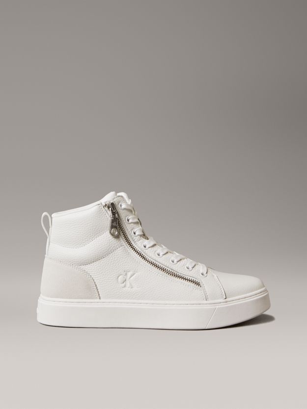Leather Zip High-Top Trainers