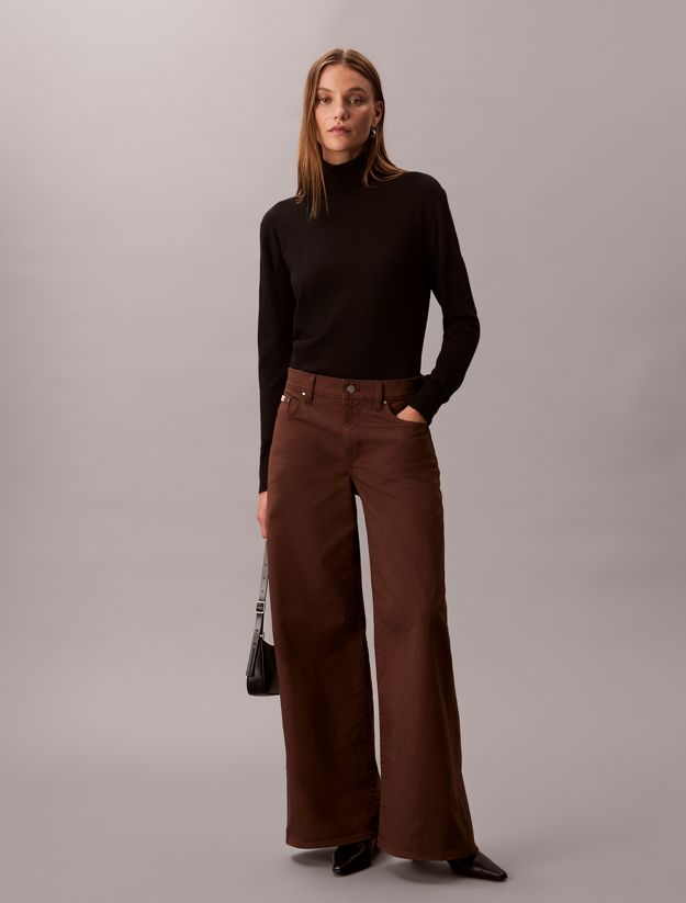 Super Wide Leg Twill Trousers