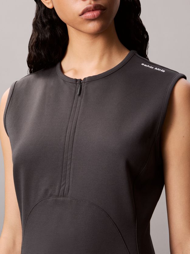 Viscose Blend Quarter Zip A-Line Dress