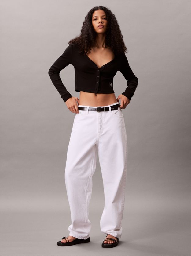 Cropped Ribbed Cotton Cardigan