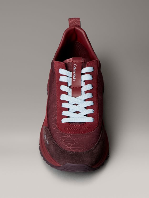 Suede and Emblem Logo Nylon Trainers