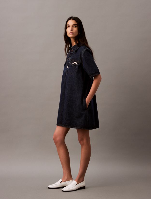 Denim A-line Mini Dress