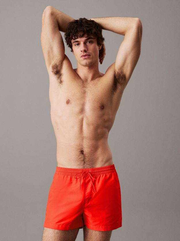 Short Drawstring Swim Shorts - Logo Tape