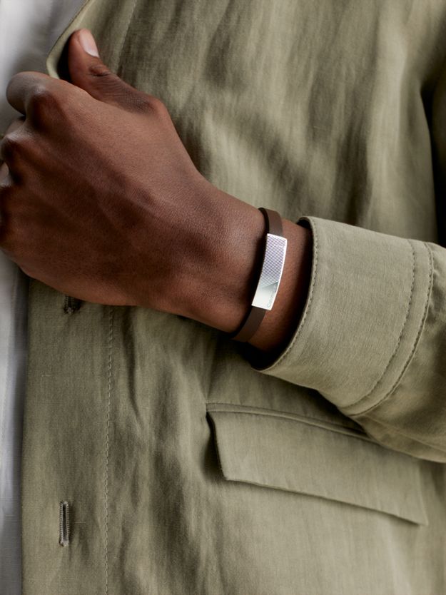 Logo Plaque Leather Bracelet