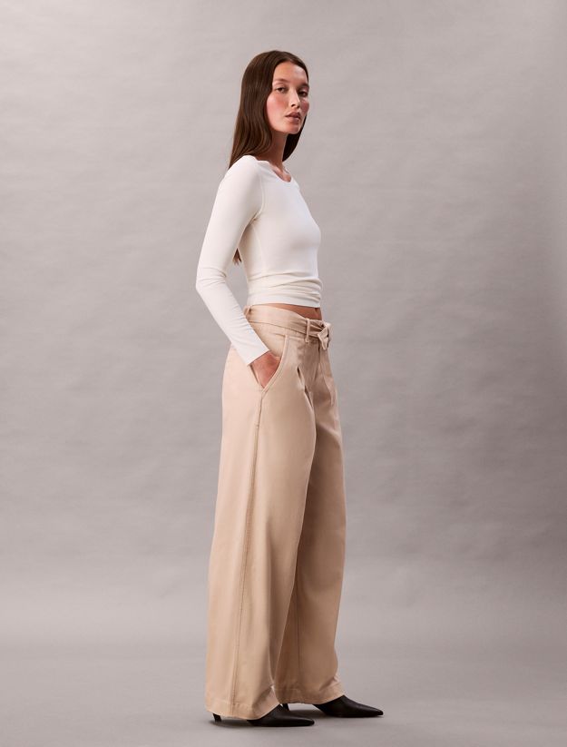 Cotton Twill Belted Trousers