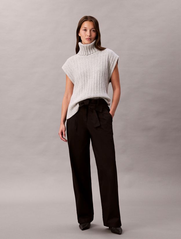 Cotton Twill Belted Trousers