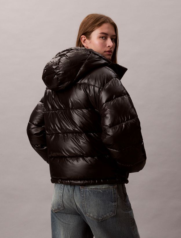 High Shine Hooded Puffer Jacket