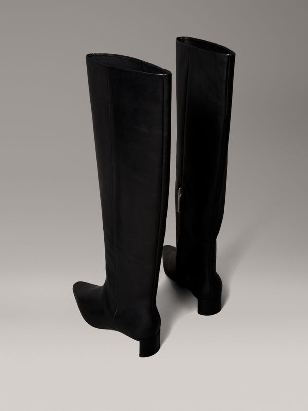 Leather Kitten Heel Knee Boots