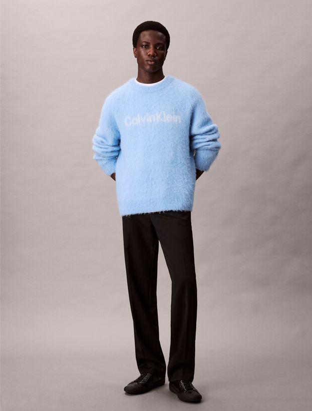 Brushed Alpaca Wool Blend Monogram Logo Sweater