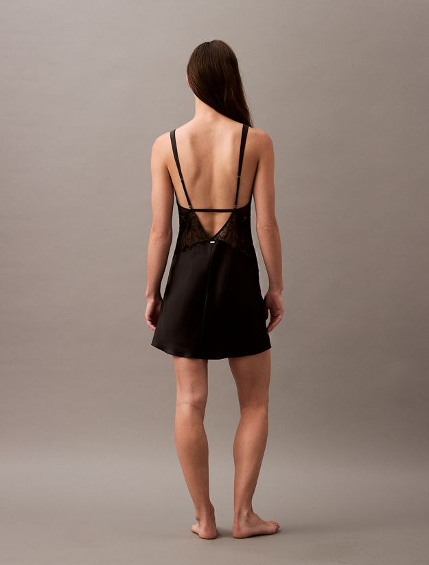 Silk Night Dress - CK Black Floral Lace