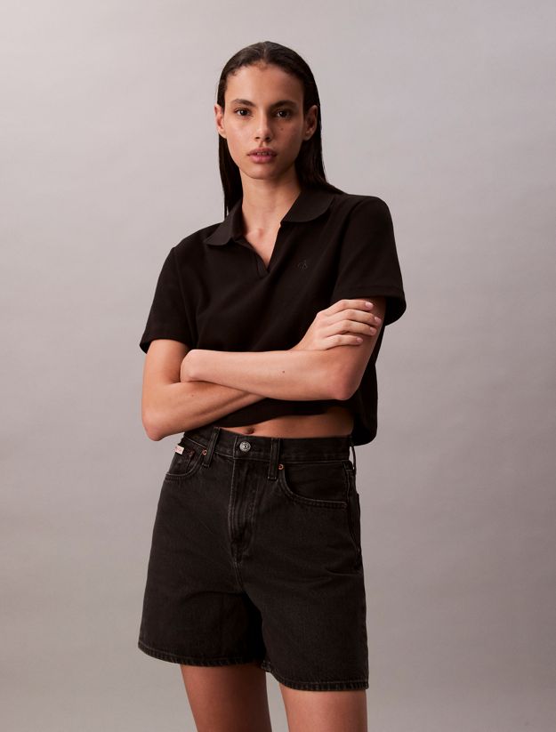 High Rise A-Line Denim Shorts