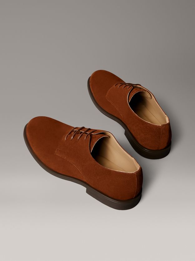 Suede Cushioned Derby Lace-Up Shoes