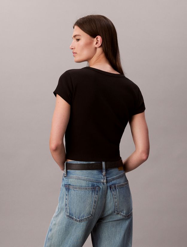 Slim Ribbed Cotton Badge T-shirt