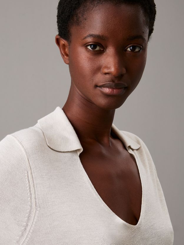 Slim Viscose Silk Polo Jumper