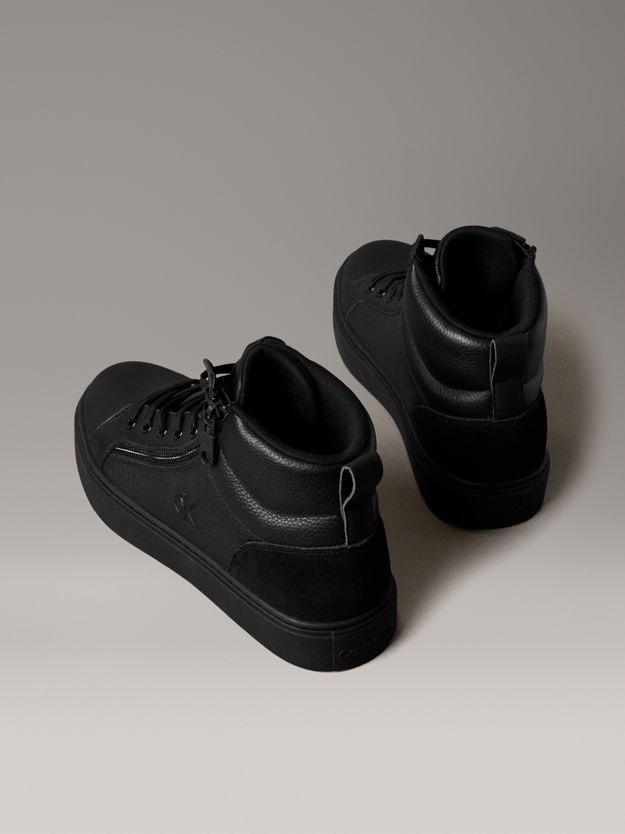 Leather Zip High-Top Trainers