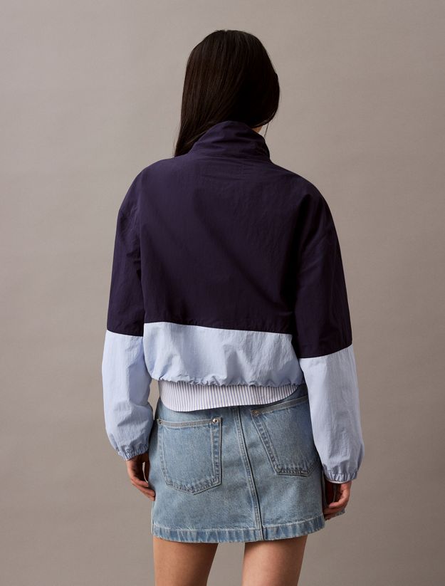 Cropped Colour Block Nylon Jacket