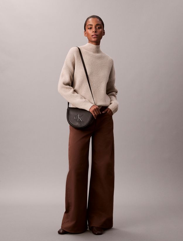 Embossed Monogram Logo Saddle Bag