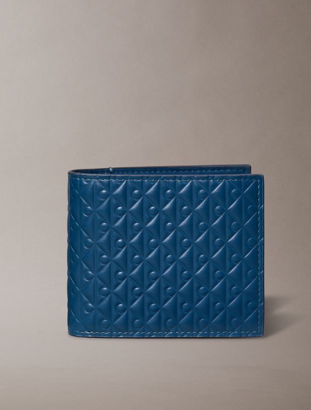 Embossed Allover Monogram Bifold Wallet with Coin Pouch