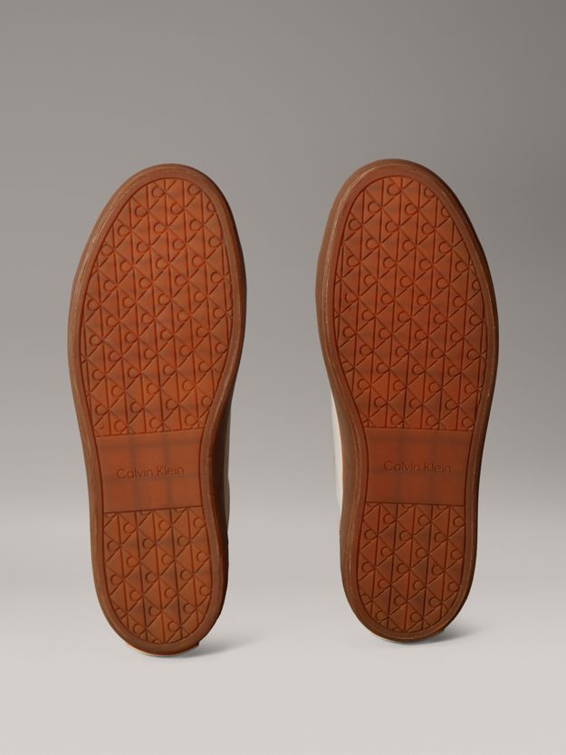 Smooth Leather Embossed Logo Trainers